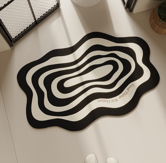 1pc Cloud Printed Bathroom Mat Toilet Entrance Rug Diatomaceous Earth Absorbent Mat Anti-Slip Washroom Mat Kitchen Mat