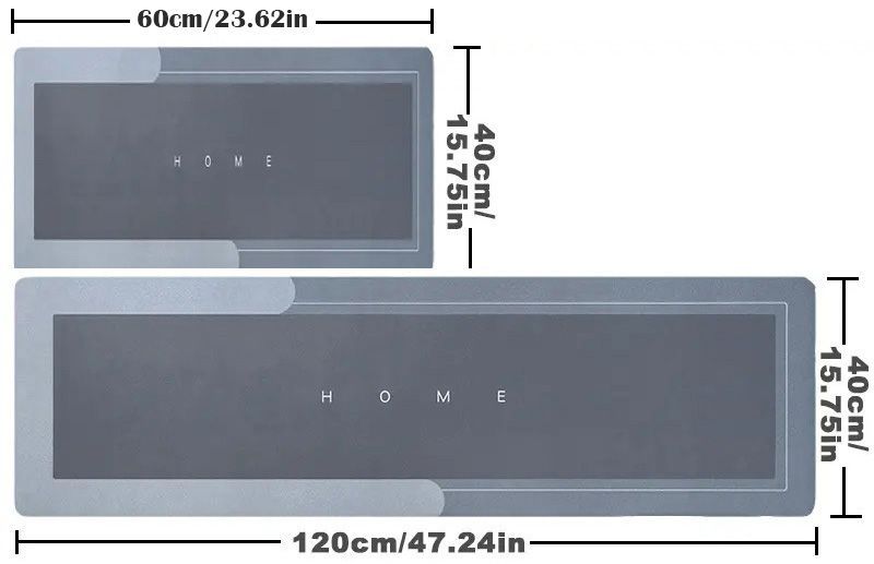 2PCS Non-Slip Home Kitchen Rug Set Gray Diatom Mud Quick Drying Antiskid & Absorbent Floor Mat for Kitchen, Bathroom, Living Room - Minimalist Home Decor Carpet