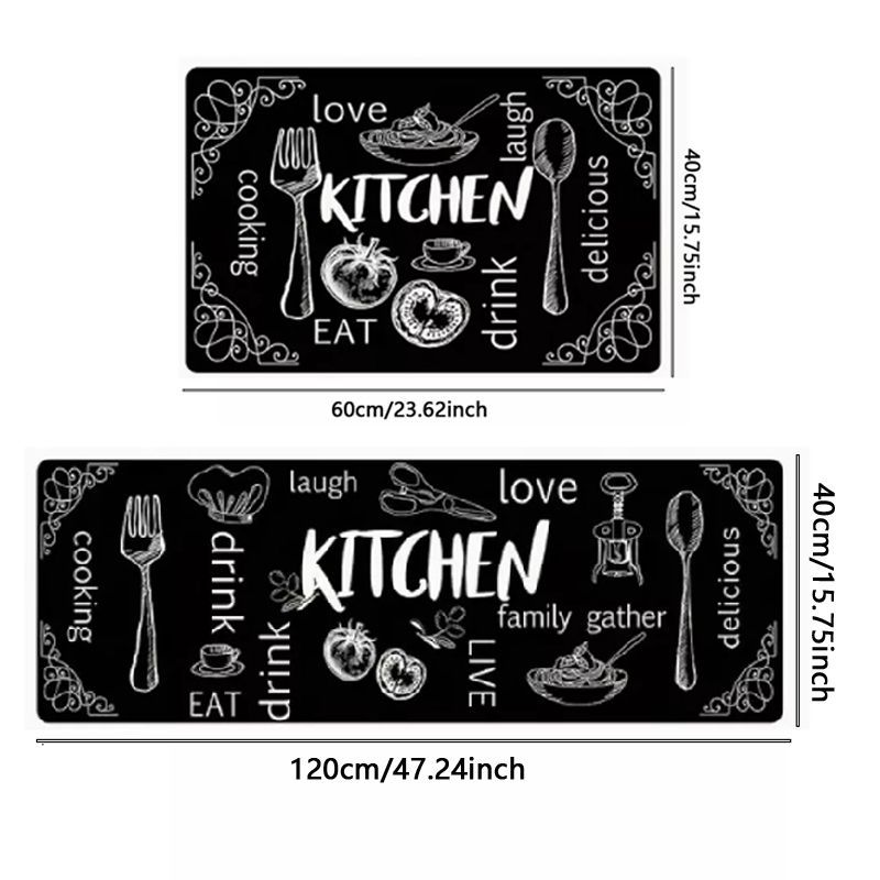 2pcs Anti Fatigue Kitchen Rug Set Floor Carpet Long Strip Door Mat Anti-slip Absorbent Oil Absorption Household Rug for Sink,Laundry Room