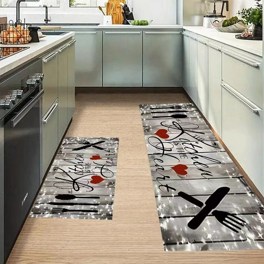 2pcs Anti Fatigue Kitchen Rug Set Floor Carpet Long Strip Door Mat Anti-slip Absorbent Oil Absorption Household Rug for Sink,Laundry Room