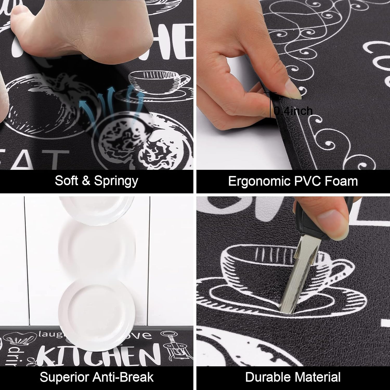 2pcs Anti Fatigue Kitchen Rug Set Floor Carpet Long Strip Door Mat Anti-slip Absorbent Oil Absorption Household Rug for Sink,Laundry Room