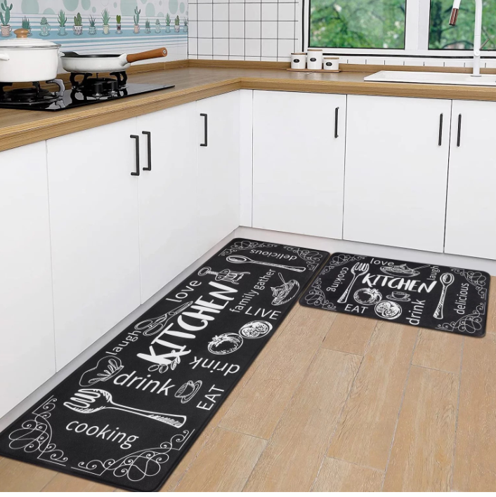 2pcs Anti Fatigue Kitchen Rug Set Floor Carpet Long Strip Door Mat Anti-slip Absorbent Oil Absorption Household Rug for Sink,Laundry Room