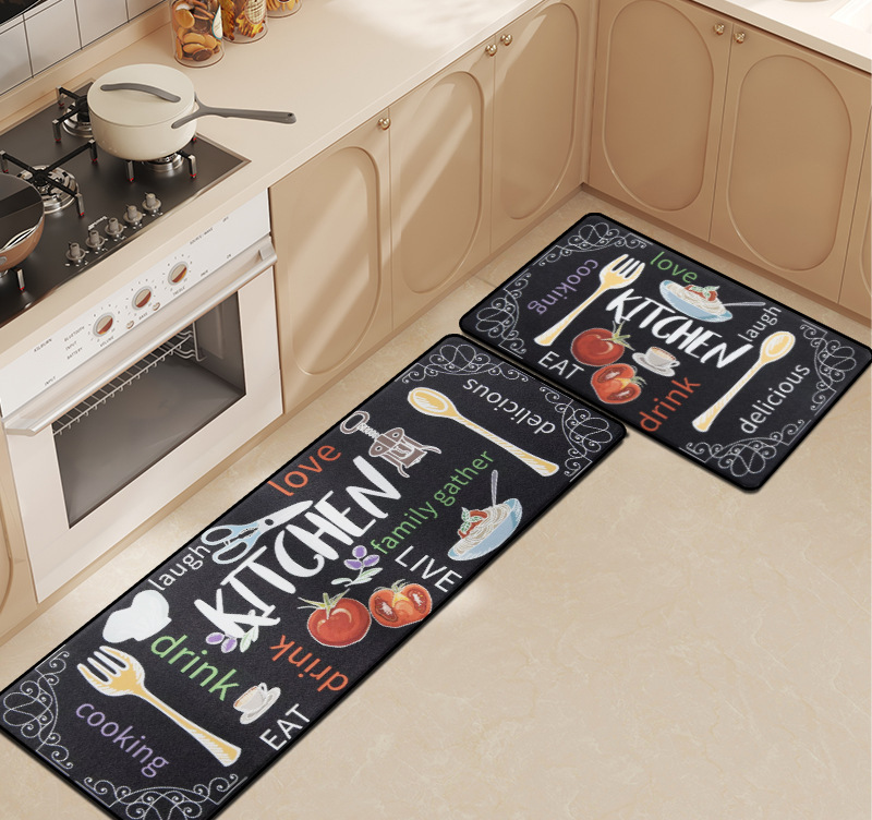 2pcs Anti Fatigue Kitchen Rug Set Floor Carpet Long Strip Door Mat Anti-slip Absorbent Oil Absorption Household Rug for Sink,Laundry Room