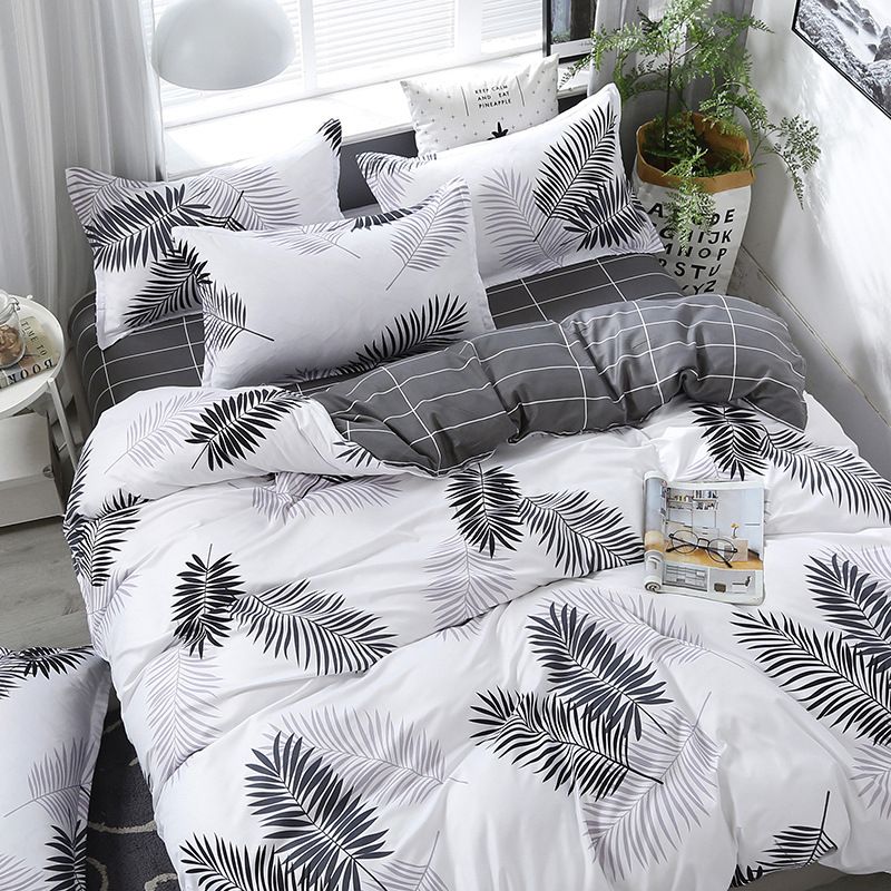 3/4pcs Set Feather Pattern Washed Cotton Duvet Cover Set (NO Duvet&Pillow) Soft Comfortable Bedding Covers Set