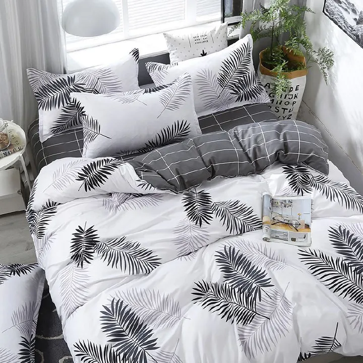 3/4pcs Set Feather Pattern Washed Cotton Duvet Cover Set (NO Duvet&Pillow) Soft Comfortable Bedding Covers Set