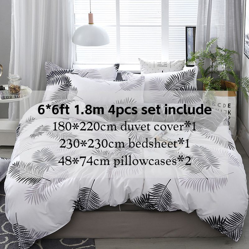 3/4pcs Set Feather Pattern Washed Cotton Duvet Cover Set (NO Duvet&Pillow) Soft Comfortable Bedding Covers Set