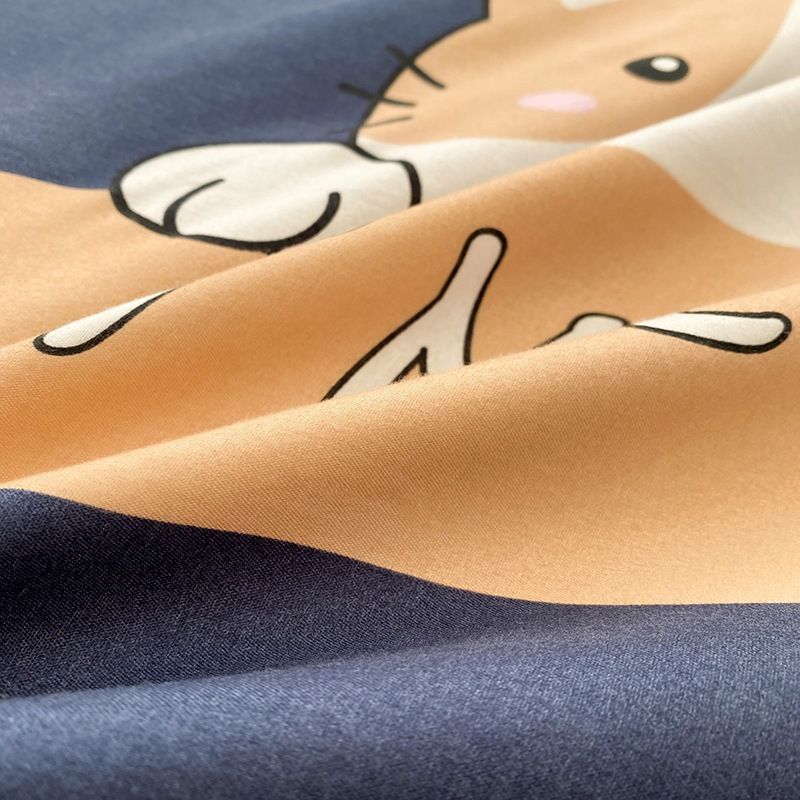 3/4pcs Set Cute Cat Minimal Style Washed Cotton Duvet Cover Set (NO Duvet&Pillow) Quilt Covers Bed Sets Skin-friendly Comforter Covers Set