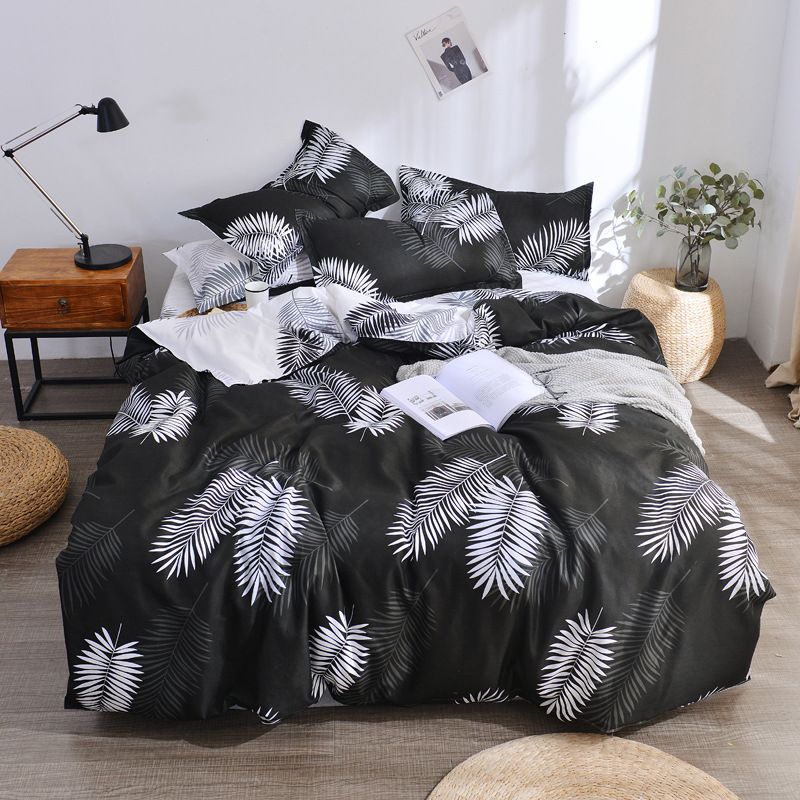 3/4pcs Leaves Duvet Cover Set (NO Duvet&Pillow) Luxury Leaf Print Bedding Set Tropical Leaf Comforter Cover Set