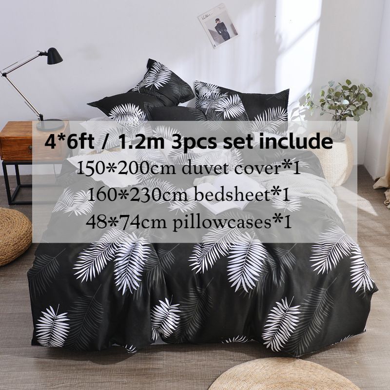 3/4pcs Leaves Duvet Cover Set (NO Duvet&Pillow) Luxury Leaf Print Bedding Set Tropical Leaf Comforter Cover Set