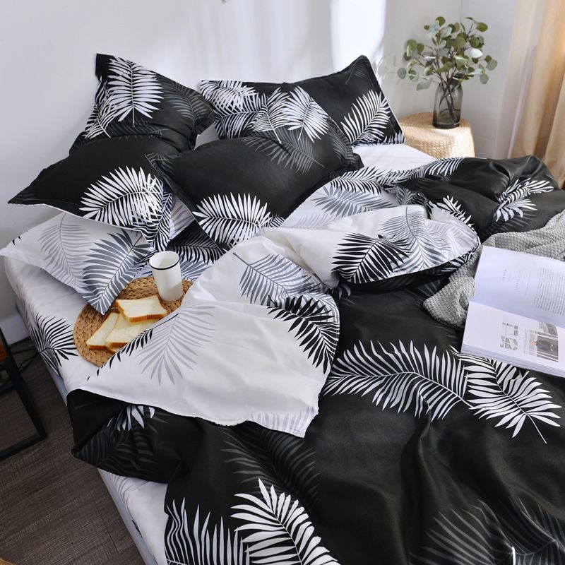 3/4pcs Leaves Duvet Cover Set (NO Duvet&Pillow) Luxury Leaf Print Bedding Set Tropical Leaf Comforter Cover Set