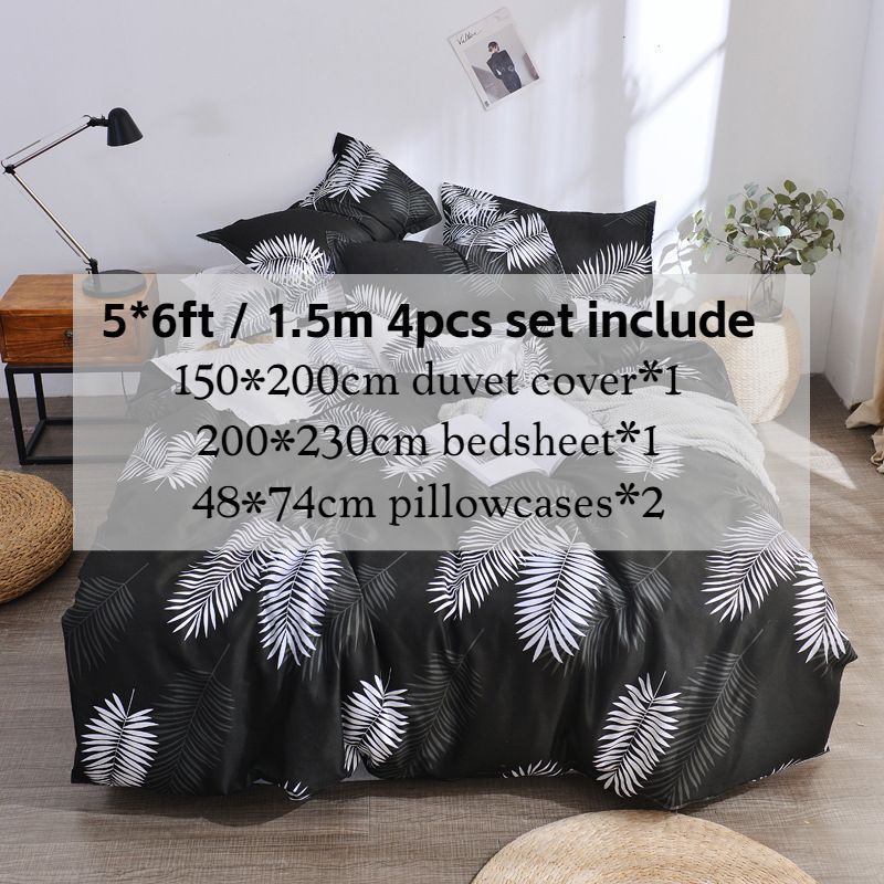 3/4pcs Leaves Duvet Cover Set (NO Duvet&Pillow) Luxury Leaf Print Bedding Set Tropical Leaf Comforter Cover Set