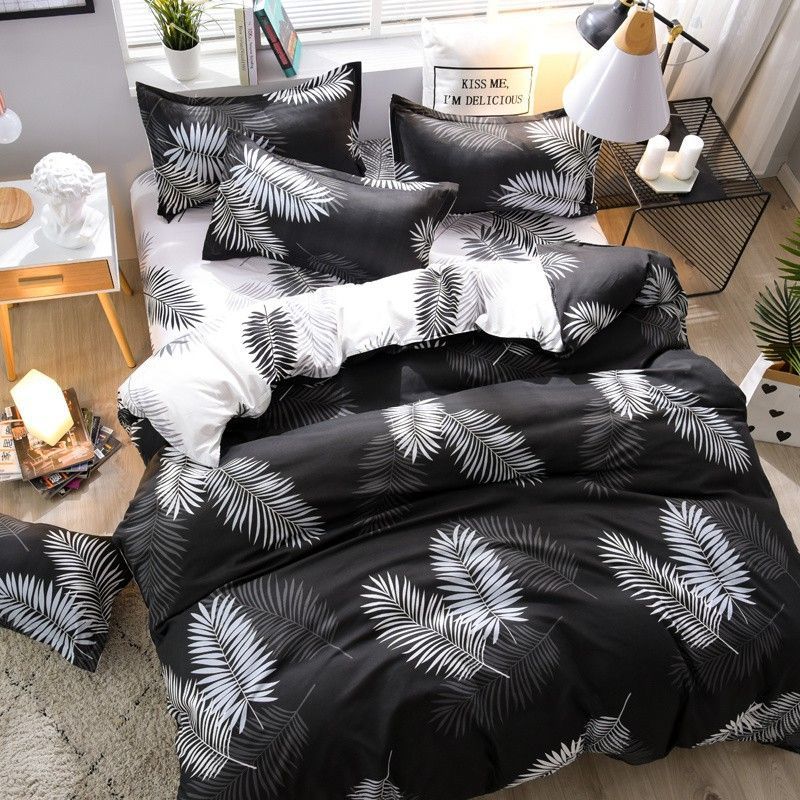 3/4pcs Leaves Duvet Cover Set (NO Duvet&Pillow) Luxury Leaf Print Bedding Set Tropical Leaf Comforter Cover Set