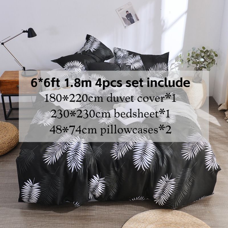 3/4pcs Leaves Duvet Cover Set (NO Duvet&Pillow) Luxury Leaf Print Bedding Set Tropical Leaf Comforter Cover Set