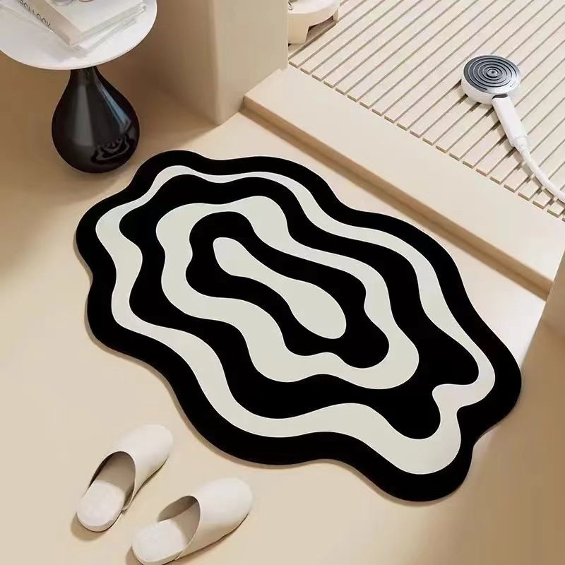 1pc Cloud Printed Bathroom Mat Toilet Entrance Rug Diatomaceous Earth Absorbent Mat Anti-Slip Washroom Mat Kitchen Mat