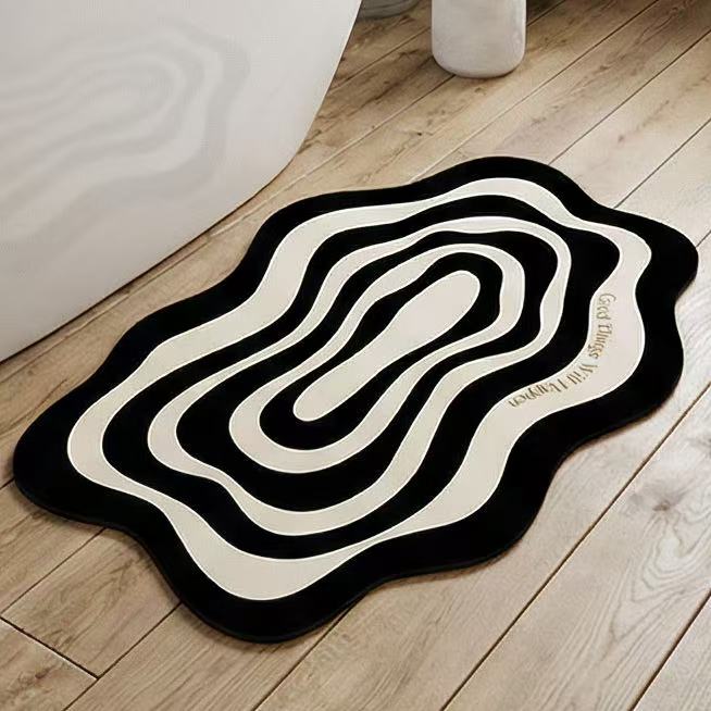 1pc Cloud Printed Bathroom Mat Toilet Entrance Rug Diatomaceous Earth Absorbent Mat Anti-Slip Washroom Mat Kitchen Mat