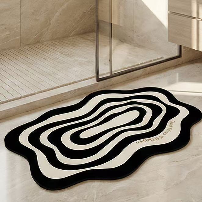 1pc Cloud Printed Bathroom Mat Toilet Entrance Rug Diatomaceous Earth Absorbent Mat Anti-Slip Washroom Mat Kitchen Mat