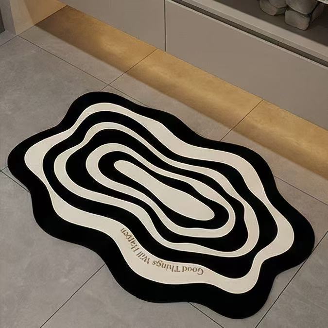 1pc Cloud Printed Bathroom Mat Toilet Entrance Rug Diatomaceous Earth Absorbent Mat Anti-Slip Washroom Mat Kitchen Mat