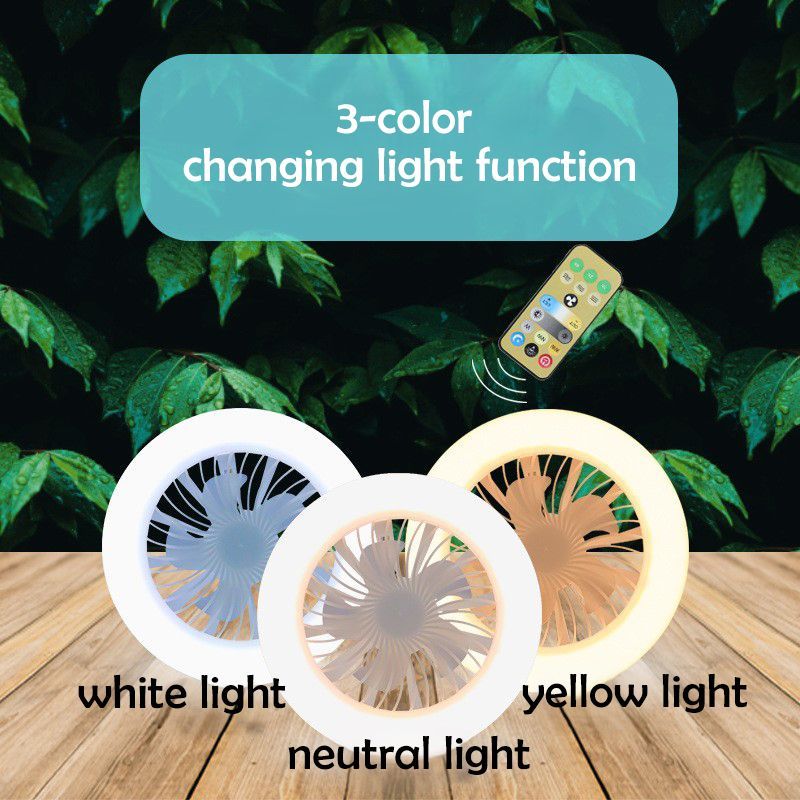 E27 LED Socket Ceiling Fan Light Dimmable 50W With Remote Control Silent Fan Light Enclosed Low Profile Fan Light