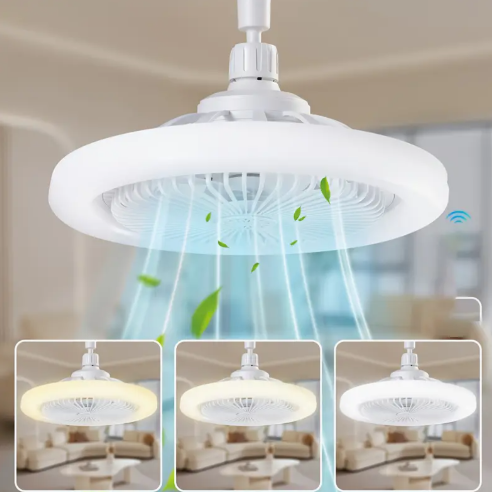 E27 LED Socket Ceiling Fan Light Dimmable 50W With Remote Control Silent Fan Light Enclosed Low Profile Fan Light
