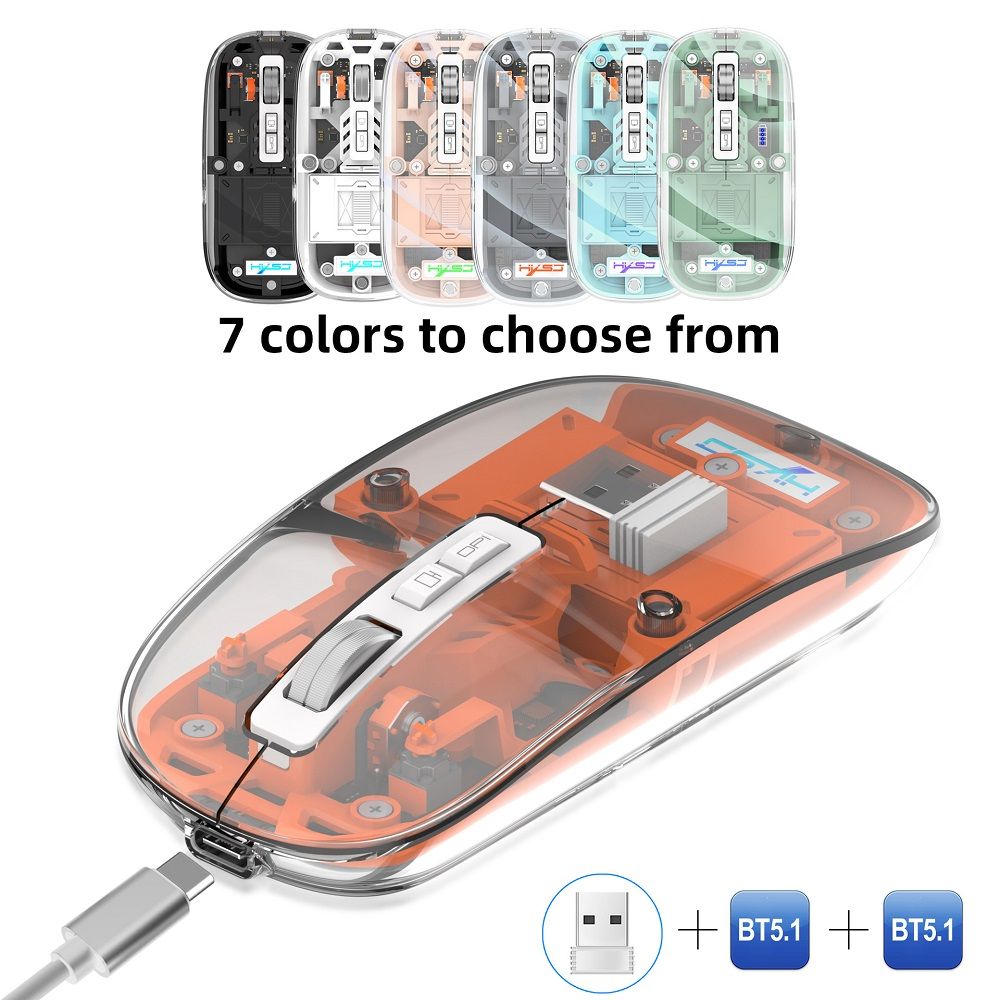 Genuine Transparent Wireless Mouse | Clear Shell RGB LED Rechargeable Silent Click | Ergonomic 2.4GHz USB Nano Receiver | Slim Portable Laptop Mouse Kenya Stock 2026