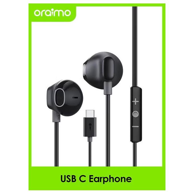 Original Oraimo Type-C Wired Earphones Extra Bass Stereo Sound.