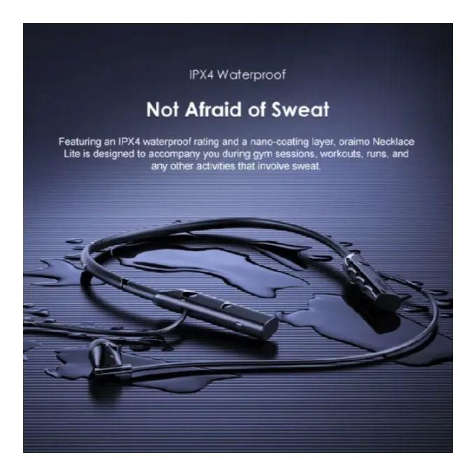 Original Oraimo Necklace Lite Wireless Neckband Earphones Comfortable Flexible Band Bluetooth Headset Deep Bass Magnetic Earbuds Long Battery Life Lightweight Daily Audio Companion