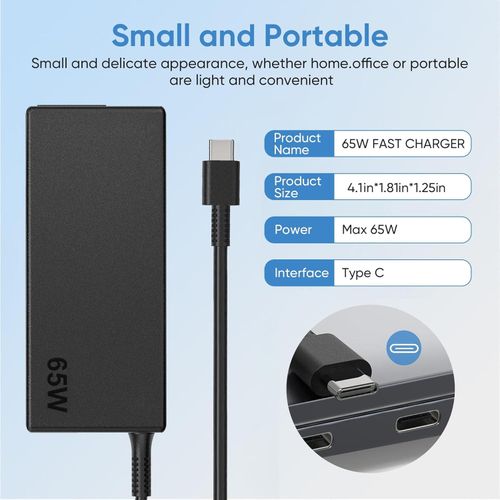Fast Charging 65W HP Type C Complete Laptop Charger for HP EliteBook 830 840 850 G5 G6 G7 G8, ProBook 430 440 450 455 G7 G8, Spectre, Envy, Pavilion HP Models