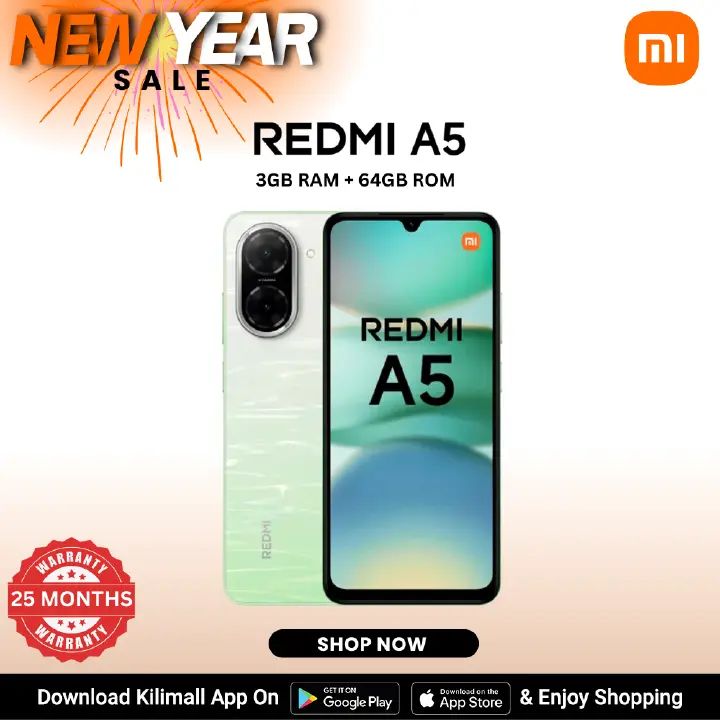 Latest Edition Xiaomi Official Redmi A5 Smartphone 6.88” Display | 3GB RAM + 64GB Storage | Dual SIM | 32MP Camera | 5200mAh Battery | Side Fingerprint | USB Type-C | FREE Powerbank