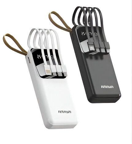 Original Amaya 10000mAh Power Bank | 4 In-Built Cables (USB, Micro USB, Type-C & Lightning) | Li-Ion Battery | Portable Fast Charging Powerbank