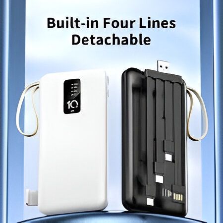 Original Amaya 10000mAh Power Bank | 4 In-Built Cables (USB, Micro USB, Type-C & Lightning) | Li-Ion Battery | Portable Fast Charging Powerbank