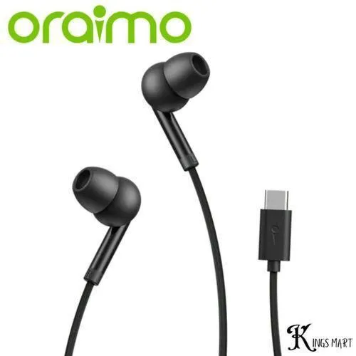 Original Oraimo Type-C Wired Earphones USB-C Earbuds with HD Stereo Sound, Built-in Microphone, In-Line Controls, Noise Isolation Headphones for Android Smartphones