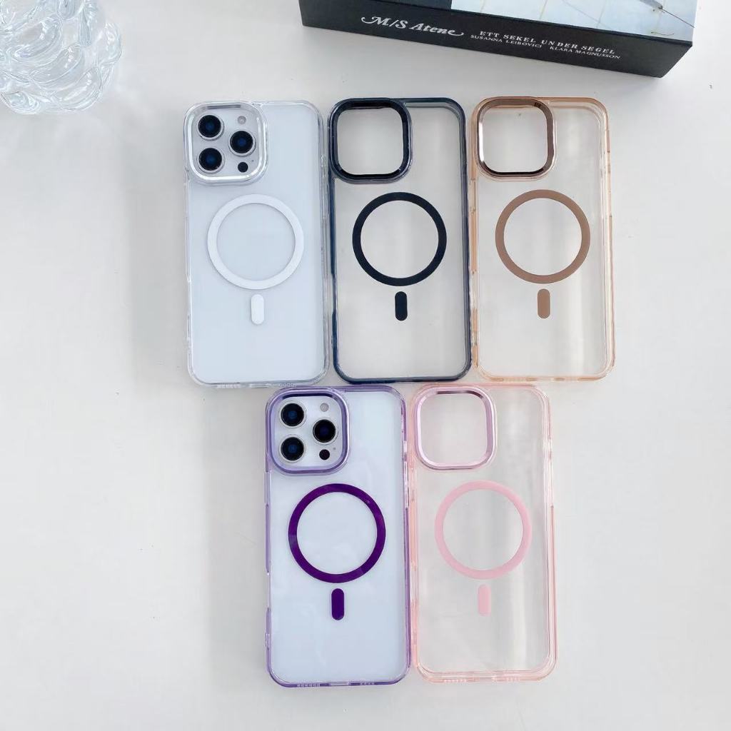 Colourless Magnetic iPhone Case with Coloured Edges | Strong MagSafe Support | Shockproof Clear Back | Slim Anti-Yellow Cover for All iPhone Models 11 12 13 14 15 Pro Max Kenya 2026
