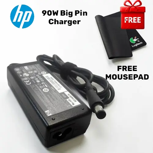 (FREE Mousepad!)  HP 90W Big Pin Laptop Charger for HP EliteBook ProBook Pavilion Compaq 8460p 8470p 850 G1 G2 430 440 450 470 G1 G2 G3 DV6 DV7 18.5V
