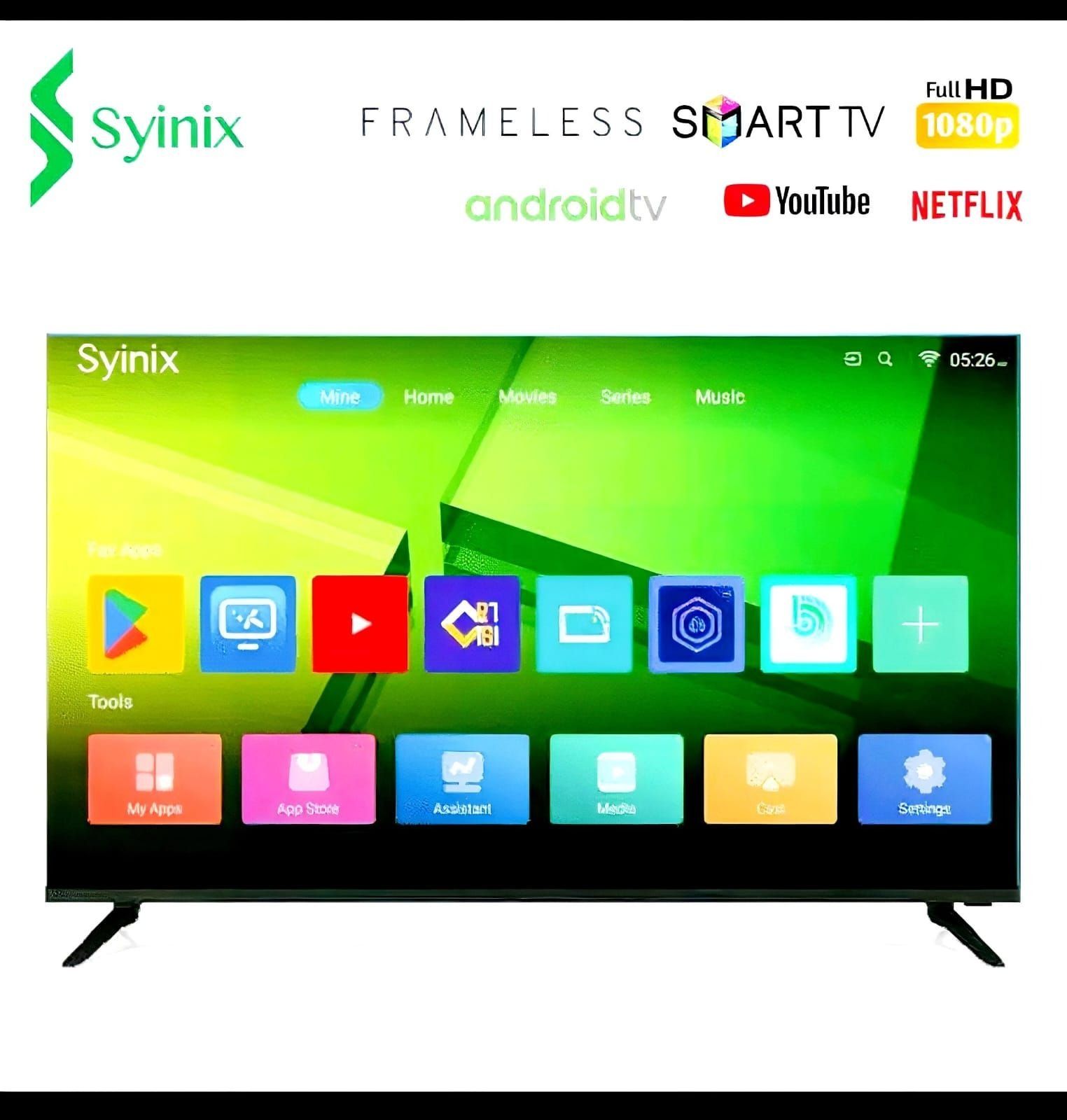 📺✨ Syinix 43” Google TV + 2 Free Gifts 🎁 | Wall Mount Bracket & TV Guard ⚡ | HD Picture, Wi-Fi Ready, Netflix & YouTube Enabled 💥 | Sleek & Energy Efficient Design 🖤