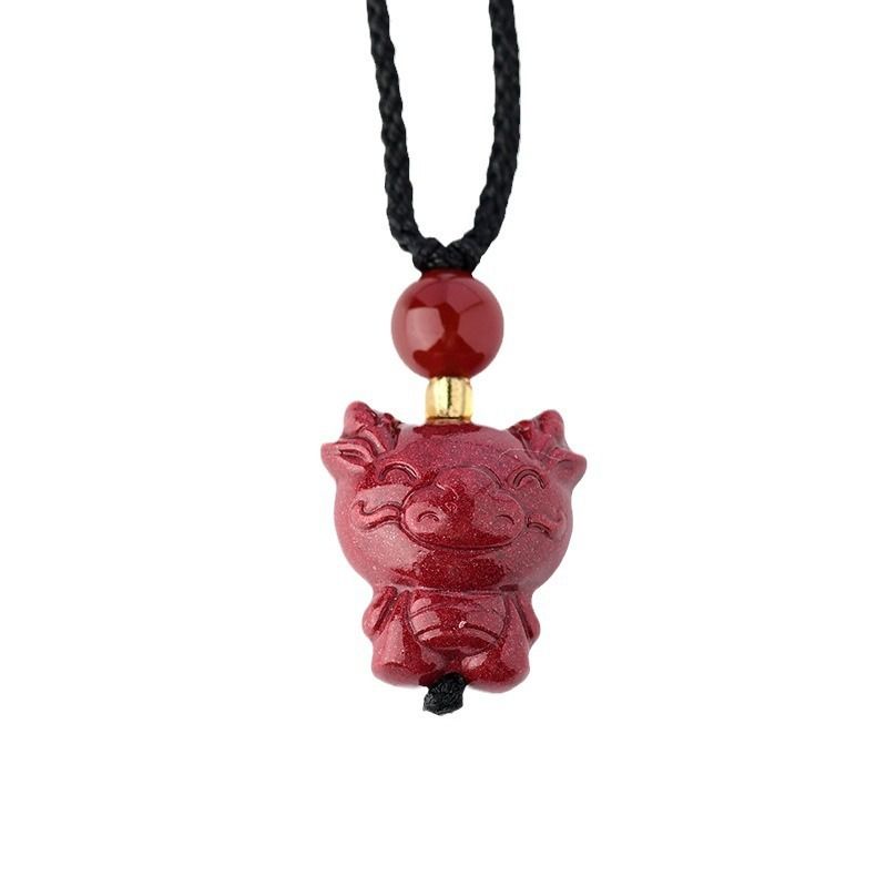 Natural cinnabar purple gold sand pendant natal year zodiac for men and women couple necklace jewelry