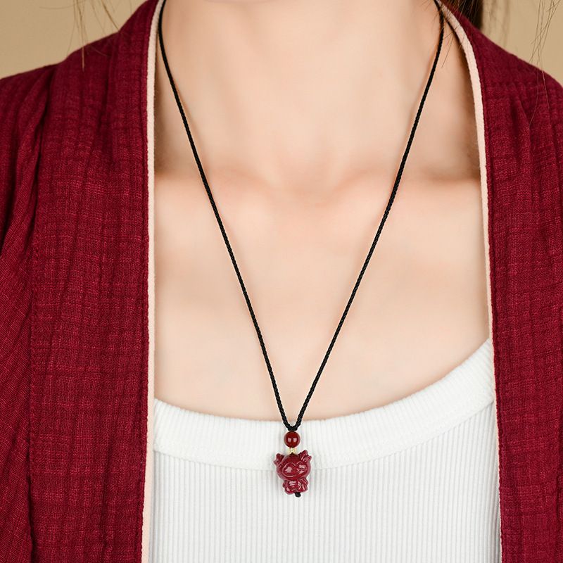 Natural cinnabar purple gold sand pendant natal year zodiac for men and women couple necklace jewelry