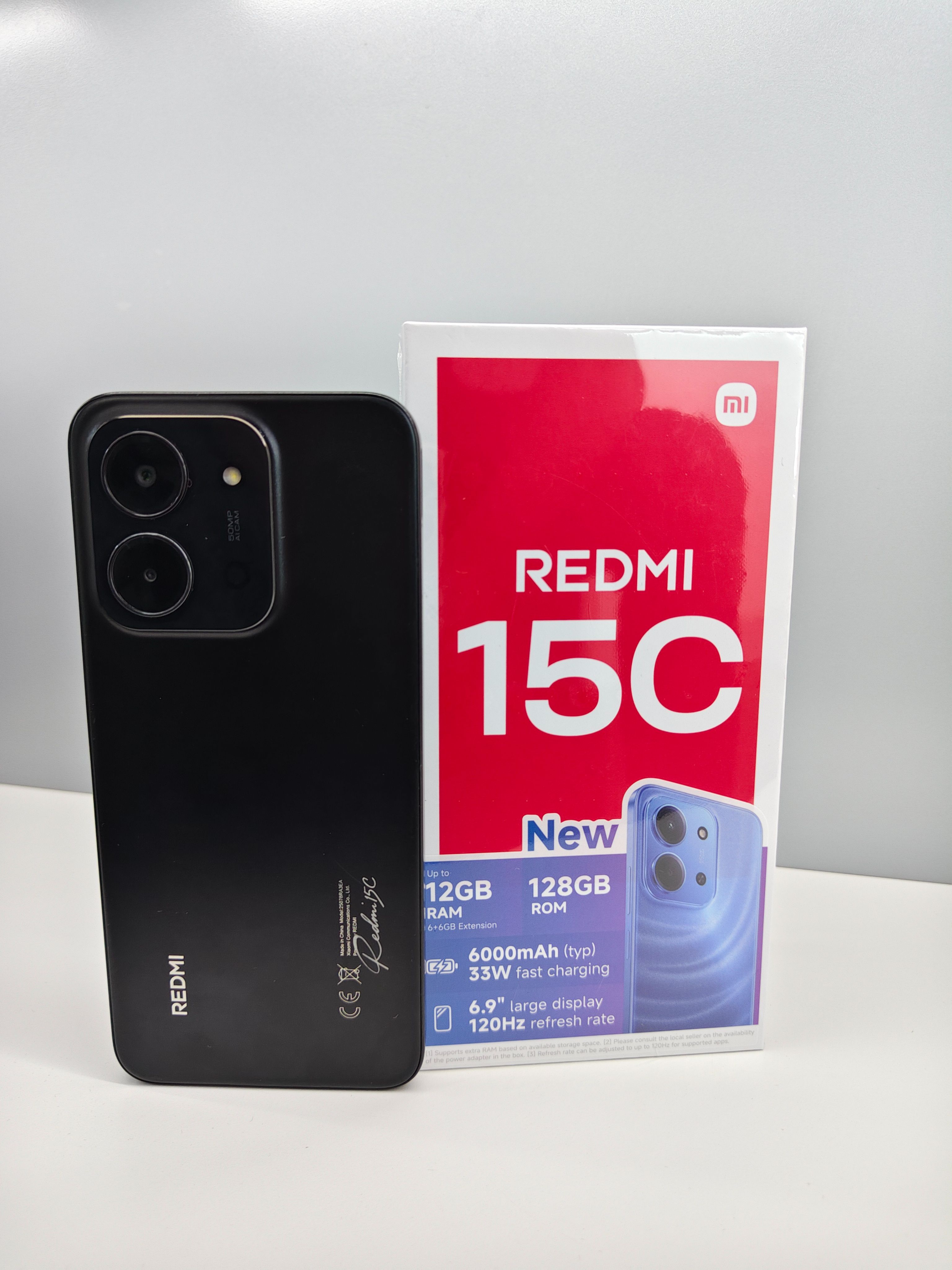 REDMI 15C 128GB Storage UPTO 8GB Ram 6.9'' LCD 50MP Main Camera 6000mAh 33W Fast Charger Android 15 Xiaomi Hyper OS 2 Side Fingerprint