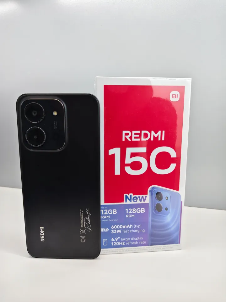 REDMI 15C 128GB Storage UPTO 8GB Ram 6.9'' LCD 50MP Main Camera 6000mAh 33W Fast Charger Android 15 Xiaomi Hyper OS 2 Side Fingerprint