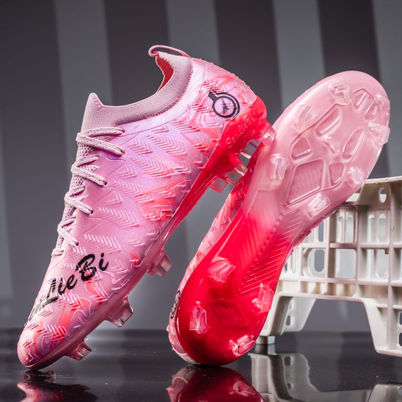 Football shoes with high-elastic anti-slip rubber outsole, resistant to deformation during high-intensity confrontations, providing stable support and preventing ankle sprains