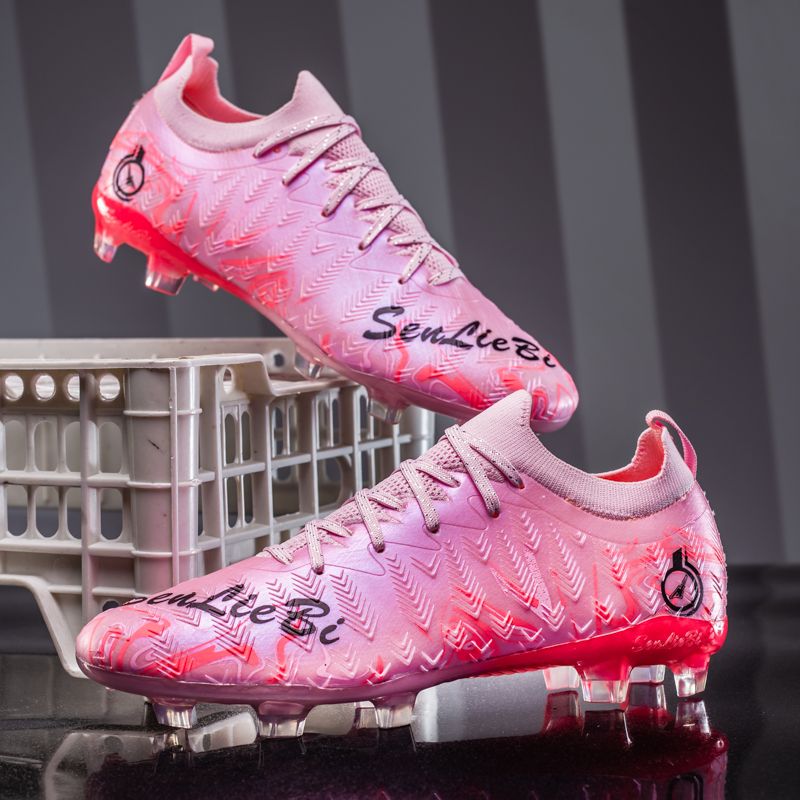 Football shoes with high-elastic anti-slip rubber outsole, resistant to deformation during high-intensity confrontations, providing stable support and preventing ankle sprains