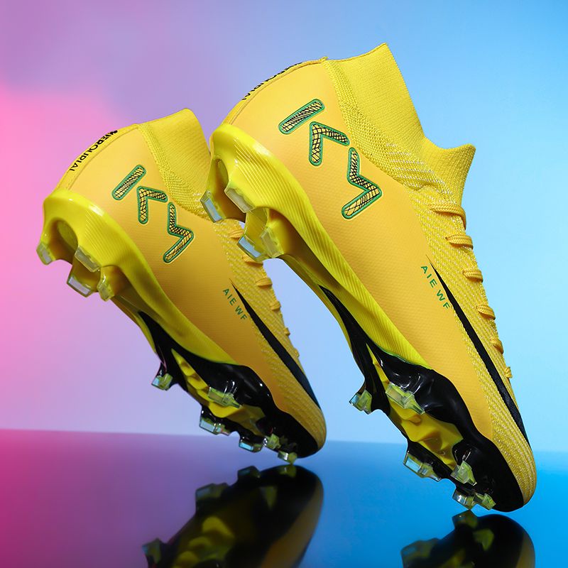 High-top ankle protection adult football shoes, men's professional competition training shoes, non-slip and anti-twist natural lawn long spike shoesMen's shoes, safety shoes, training shoes