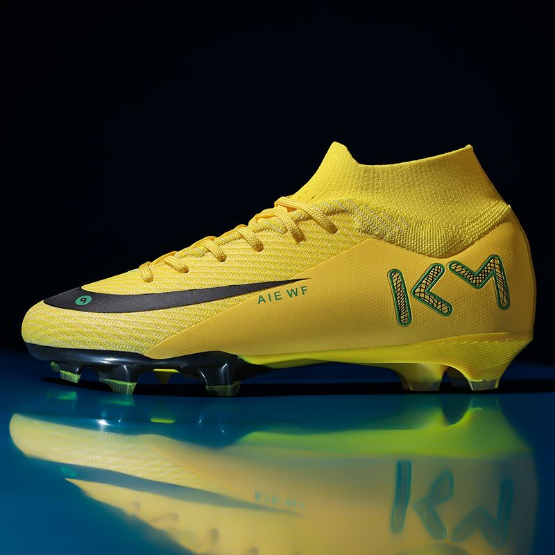 High-top ankle protection adult football shoes, men's professional competition training shoes, non-slip and anti-twist natural lawn long spike shoesMen's shoes, safety shoes, training shoes