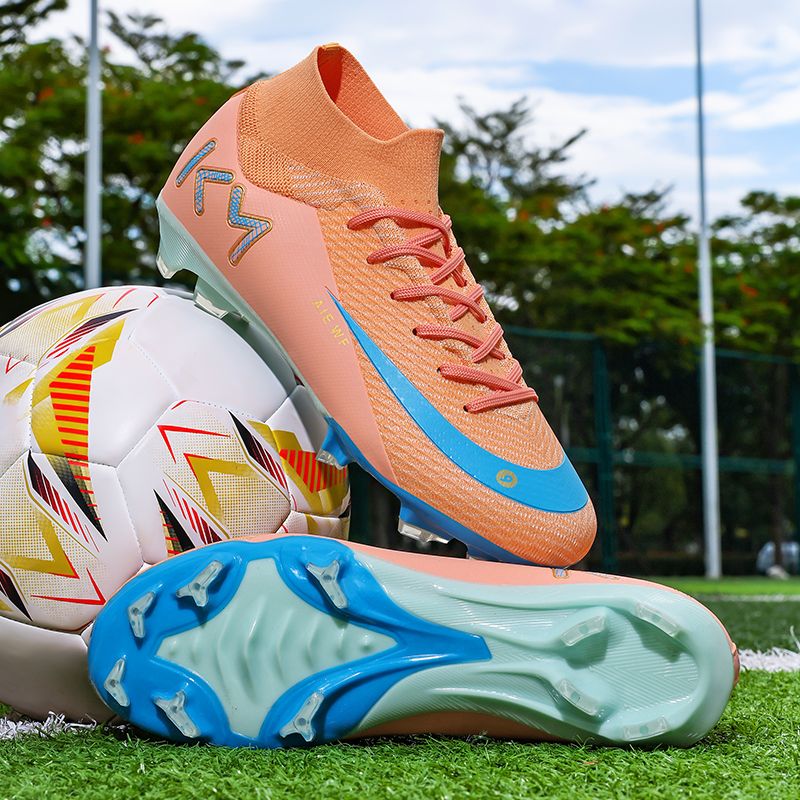 High-top ankle protection adult football shoes, men's professional competition training shoes, non-slip and anti-twist natural lawn long spike shoesMen's shoes, safety shoes, training shoes