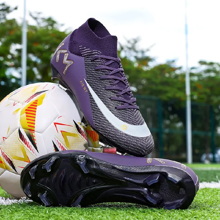 High-top ankle protection adult football shoes, men's professional competition training shoes, non-slip and anti-twist natural lawn long spike shoesMen's shoes, safety shoes, training shoes
