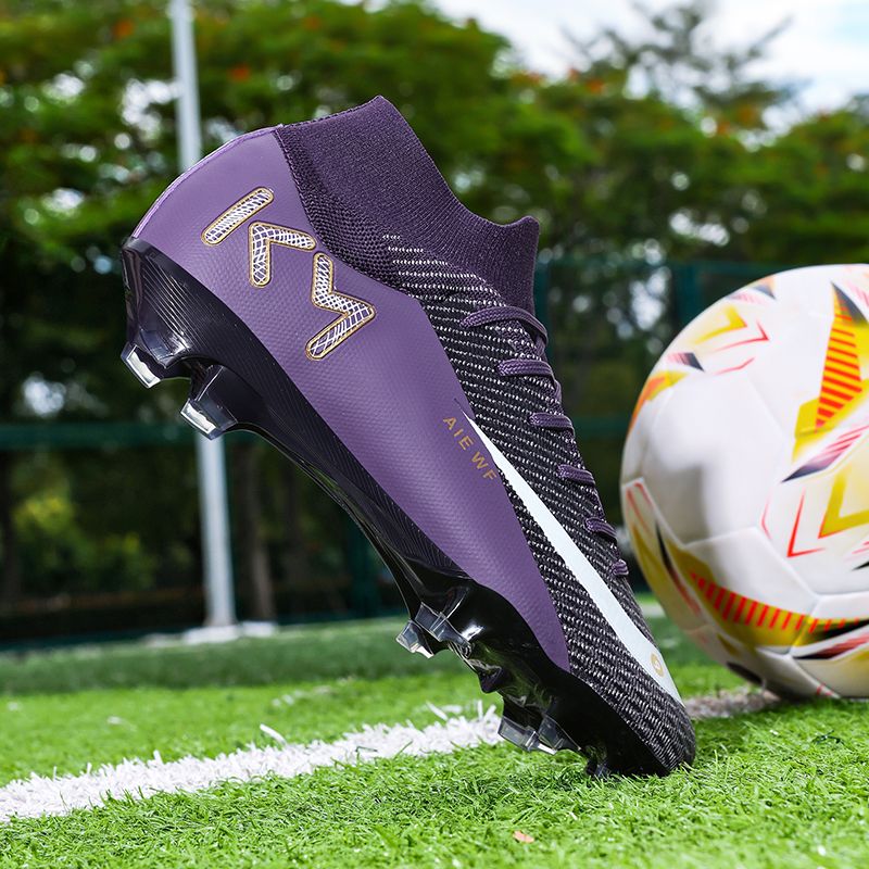 High-top ankle protection adult football shoes, men's professional competition training shoes, non-slip and anti-twist natural lawn long spike shoesMen's shoes, safety shoes, training shoes