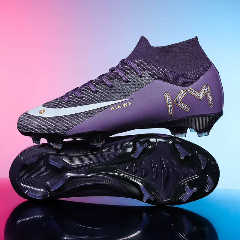 High-top ankle protection adult football shoes, men's professional competition training shoes, non-slip and anti-twist natural lawn long spike shoesMen's shoes, safety shoes, training shoes