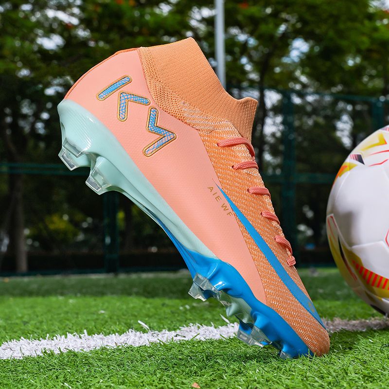 High-top ankle protection adult football shoes, men's professional competition training shoes, non-slip and anti-twist natural lawn long spike shoesMen's shoes, safety shoes, training shoes