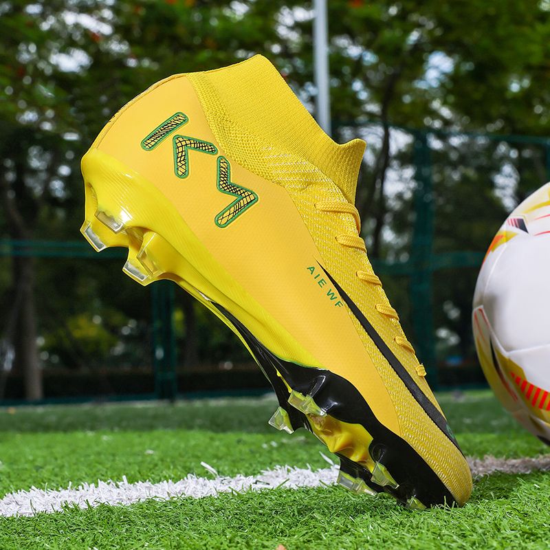 High-top ankle protection adult football shoes, men's professional competition training shoes, non-slip and anti-twist natural lawn long spike shoesMen's shoes, safety shoes, training shoes