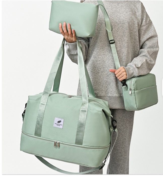 3-Piece Women’s Nylon Duffel Bag Set – Waterproof, Shoe Compartment, Dry/Wet Separation, Travel & Daily Use