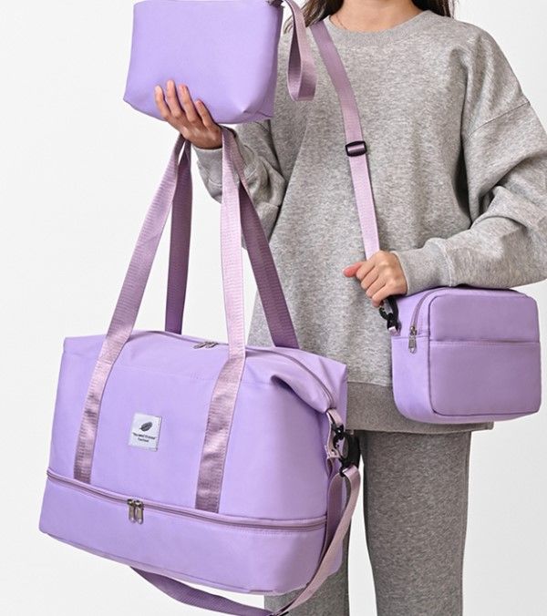 3-Piece Women’s Nylon Duffel Bag Set – Waterproof, Shoe Compartment, Dry/Wet Separation, Travel & Daily Use